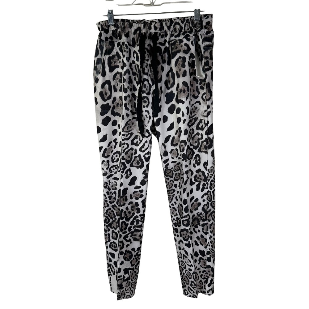 Gigi Moda Joggers Women S White Gray Leopard Print Italian Chic Casual Trousers